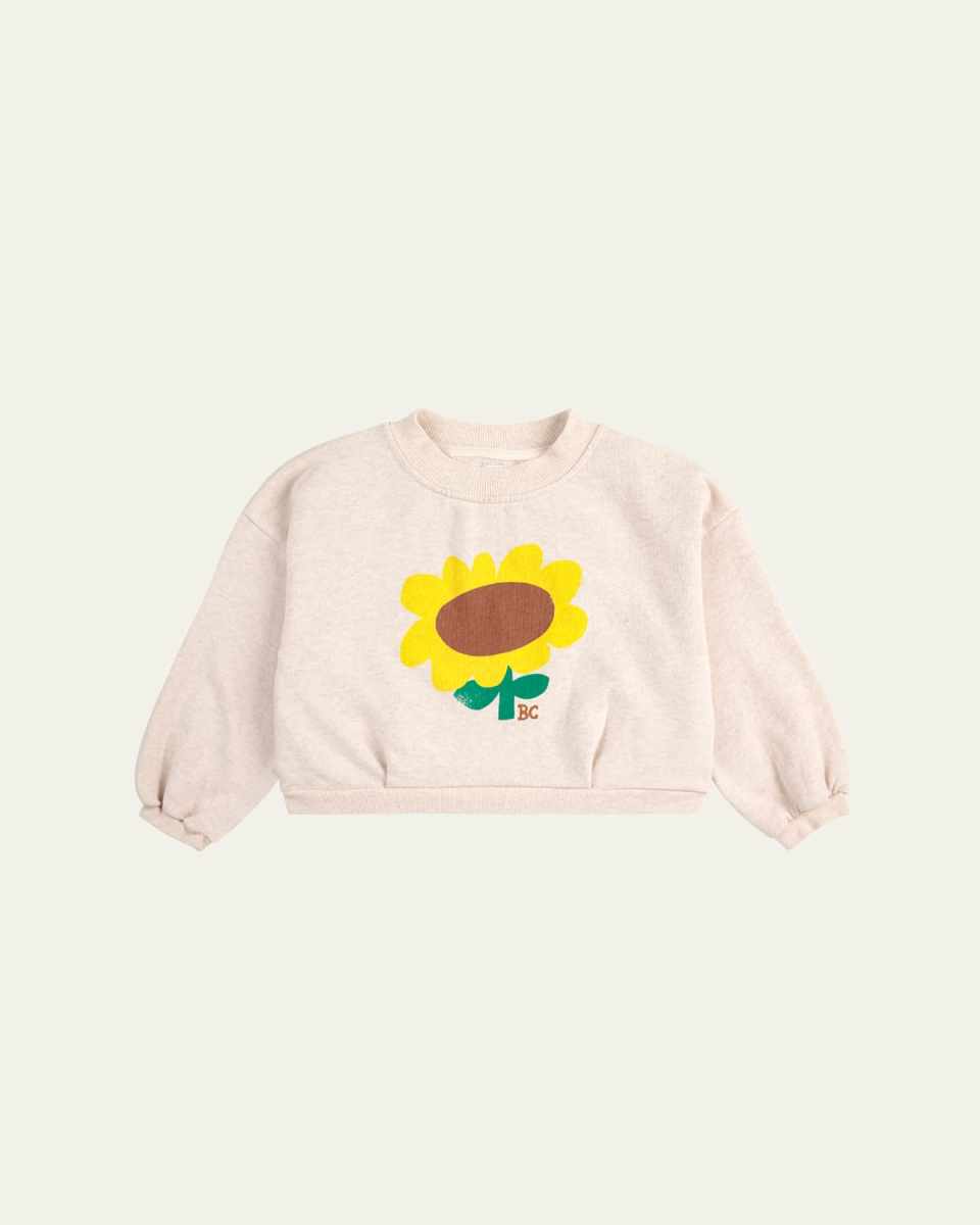 Girl's Sunflower Graphic Cropped Sweatshirt, Size 2-13